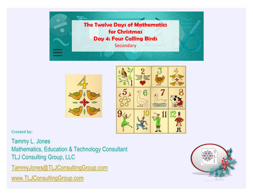 Twelve Days of Mathematics for Christmas-Day 4-Secondary