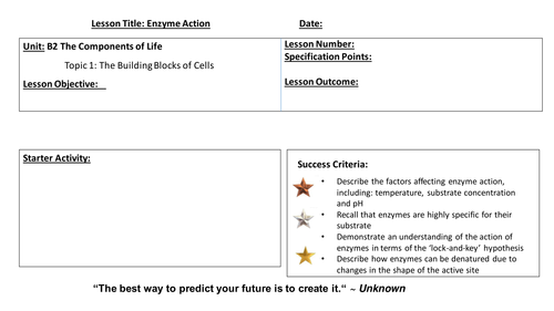 B2 - Enzymes Lessons