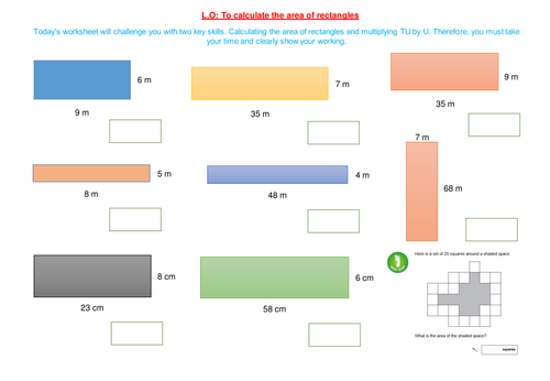 Area of rectangles TU X U