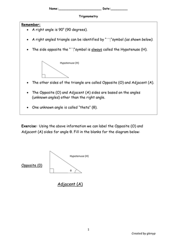 Simplified Trigonometric Ratios Worksheet with answers