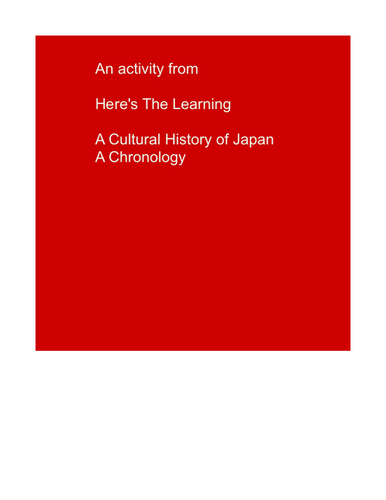 The Cultural History of Japan:  A Chronology