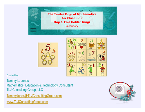 Twelve Days of Mathematics for Christmas-Day 5-Secondary