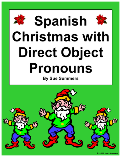 Spanish Christmas Vocabulary and Direct Object Pronouns Sentences