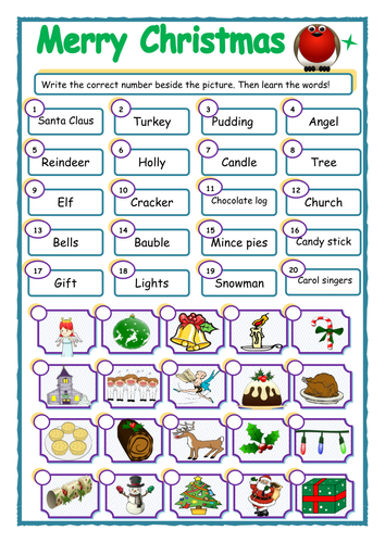 Christmas match up activity.