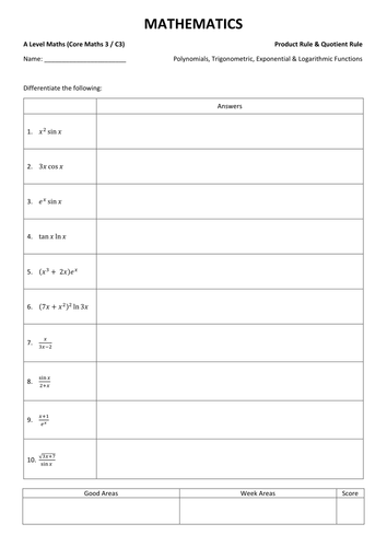 C3 Product & Quotient Rule