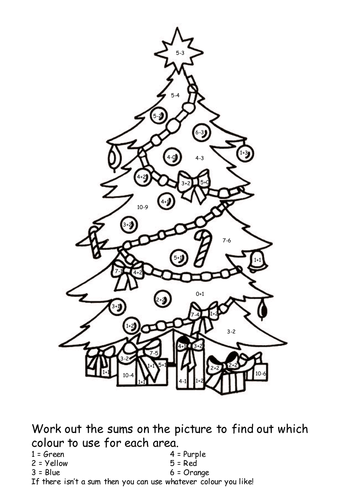 christmas colouring number facts to 10  teaching resources