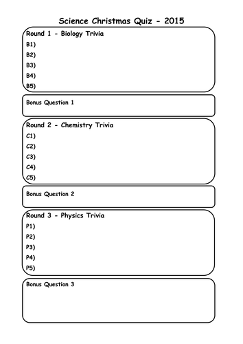 Christmas Science Quiz 2015 (2 choices)