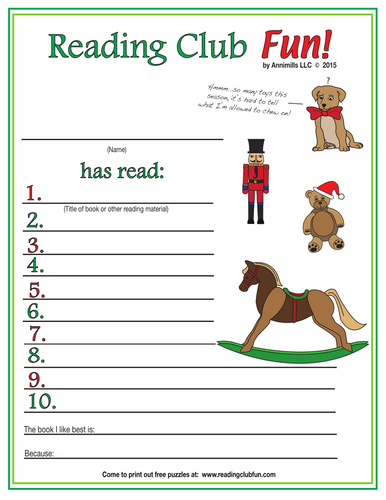 Toys and Joys of Christmas Reading Log and Certificate Set
