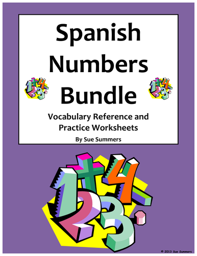 Spanish Numbers Bundle - Vocabulary, Practice, Bulletin Board, Listening