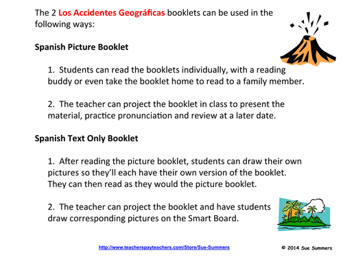 Spanish Landforms - 2 Emergent Reader Booklets