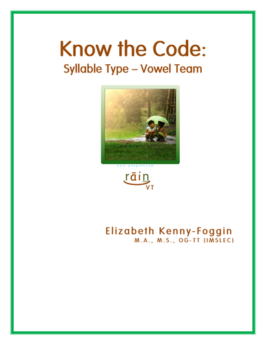 Know the Code: Syllable Type-Vowel Team (VT)
