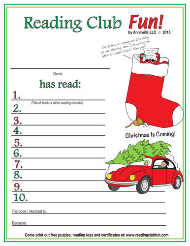 Christmas is Coming Reading Log and Certificate Set #2