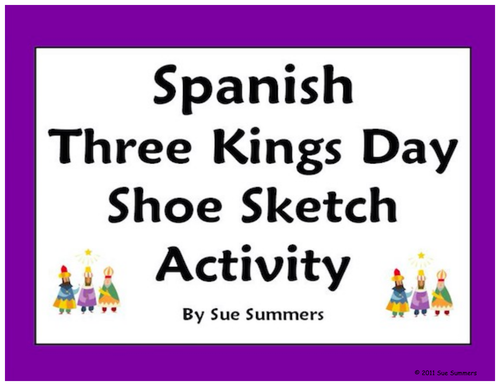 Three Kings Day Holiday Bilingual Shoe Activity Worksheet