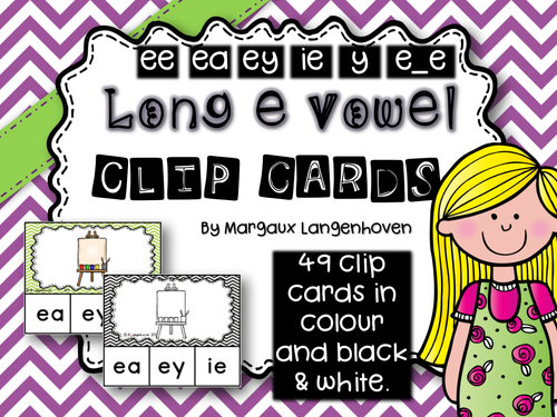 Long E Vowel Clip Cards