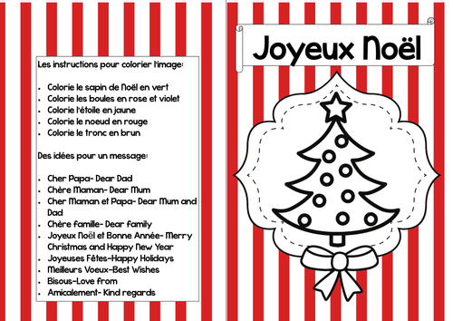 French Christmas Cards to colour by betsybelleteach - Teaching Resources - Tes