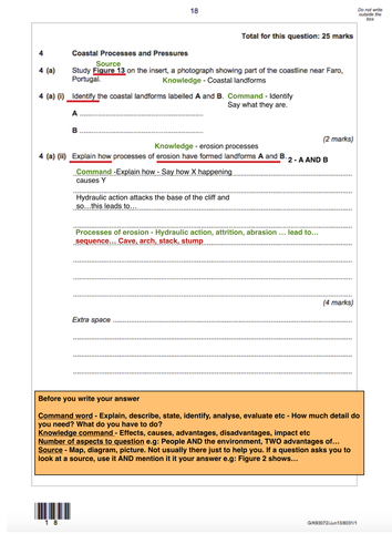 AQA Coasts annotated exam paper