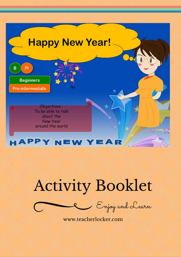 ESL Learn about New Year Celebration around the world lesson + student exercises (no prep)