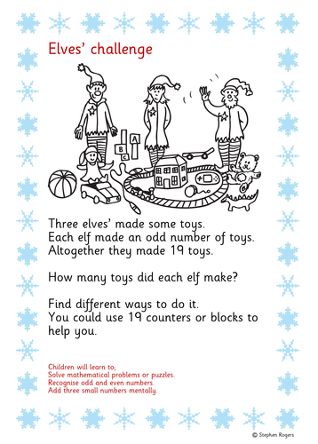 Christmas Maths puzzle/problem FREE
