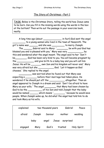 blank worksheet summary Story Christmas  The Sazo123   Passage by Cloze Teaching