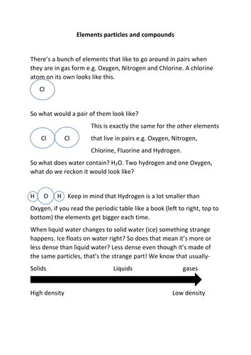 KS3 Chemistry Particles, water and bonding in ice | Teaching Resources