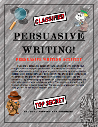 Persuasive Writing: Writing Skills for Students! Template for Many Topics!
