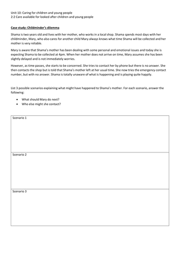 HSC BTEC Level 3 Unit 10 Caring for children and young people