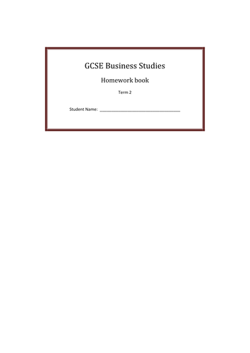 GCSE Business Studies year 10 Homework book 2