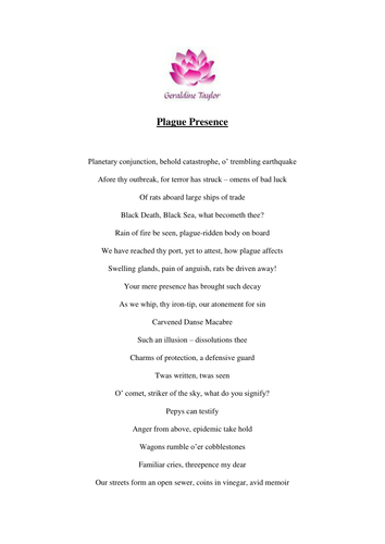 Plague Presence Poem | Teaching Resources