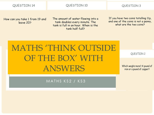 25 'think outside of the box' maths challenges ks2/ks3