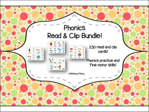 Phonics Bundle – 230 cards!! Read and Clip – Phonics & Fine Motor Skills - Sounds - Graphemes