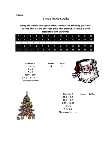 chritmas codes | Teaching Resources