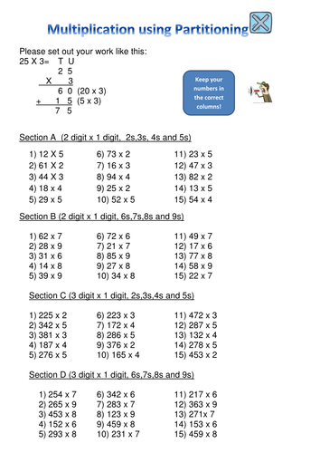 Multiplication using partitioning (differentiated)