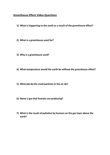 Greenhouse effect activity 