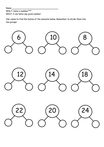 doubles 1 grade worksheet by Halving Activity Resources harrychambers Teaching