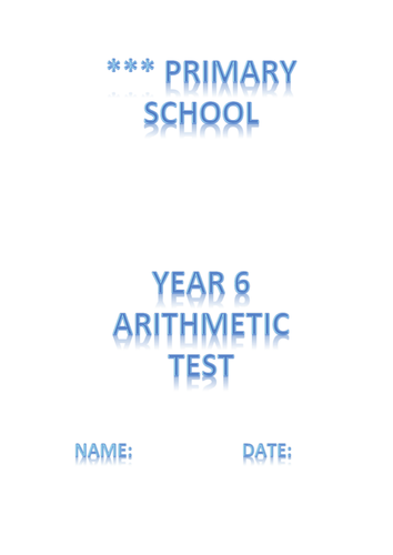 Example Year 6 Arithmetic Test