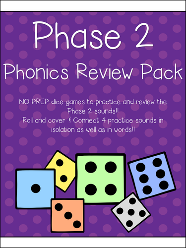 Phase 2 Phonics Dice Games - Center - NO PREP! - Letters & Sounds
