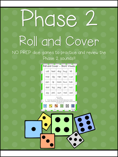 Phase 2 Phonics Roll & Cover Activity - NO PREP! 10 game boards! Letters & Sounds!