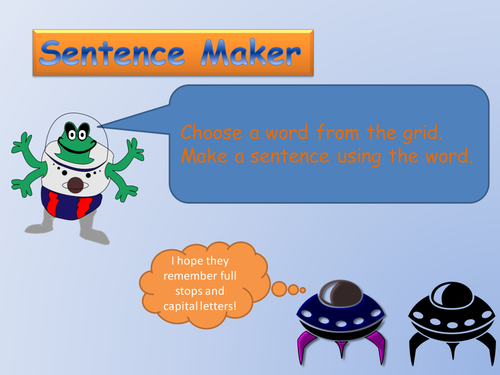 Sentence maker game with nouns