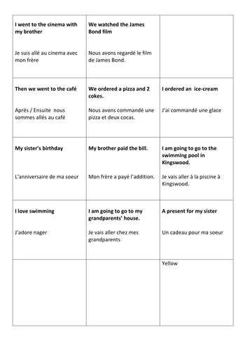 Paired differentiated Translation Exercise