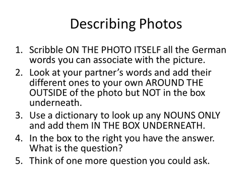 GCSE German Speaking Picture Stimulus