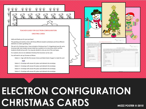 Electron Configuration Christmas Card Activity