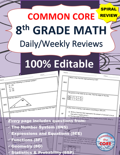 8th grade weekly math homework