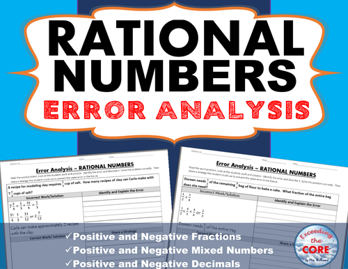 RATIONAL NUMBERS (Fractions and Decimals) Error Analysis (Find the Error)