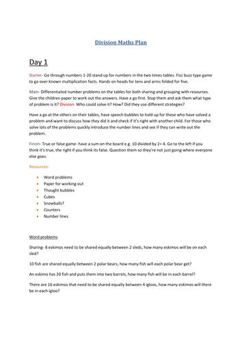 Division- sharing and grouping year 3
