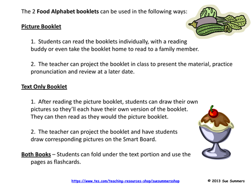 Alphabet of Food 2 Emergent Reader Booklets