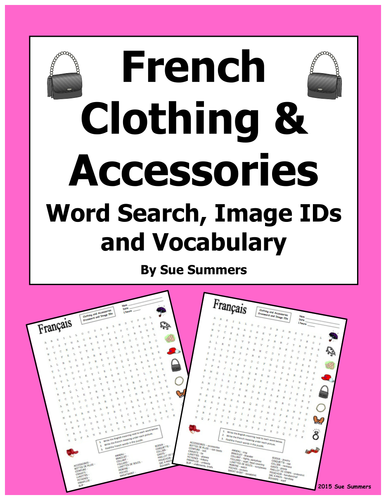 French Clothing and Accessories Word Search Puzzle and Vocabulary