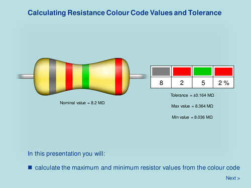 Calculating Resistance Colour Code Values and Tolerance