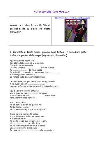 Cancion De Bebe Malo Teaching Resources