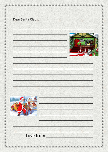 Letter to Santa for Children to write