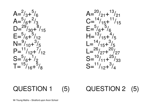 Adding fractions (Codebreaker)